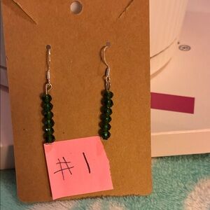 Elegant Green Beaded Earrings bracelet, and necklace set